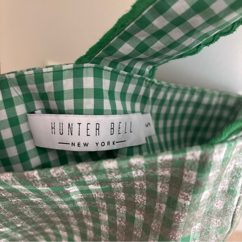 Hunter Bell New York Green Gingham Check “Poppy” Sleeveless Tiered Dress Sz S - Picture 7 of 7